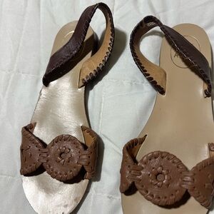 Jack Rogers Brown Leather Slingback Sandals (two toned)